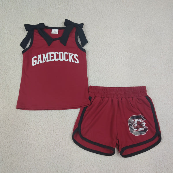 RTS GSSO3835 toddler girl clothes cotton+vinyl pattern  girl summer shorts set
