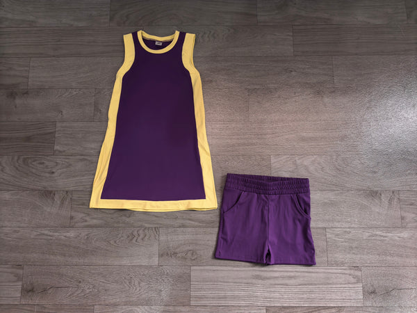 no MOQ GSSO3844 pre-order baby girl clothes purple print toddler girl yoga summer outfit-Real pic 2026.8.12