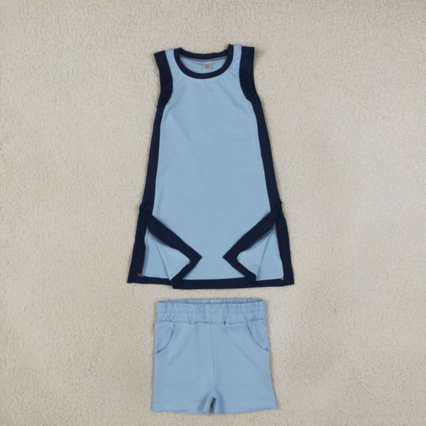 RTS GSSO3847 toddler girl yoga clothes sleeveless shorts outfit sports clothing set
