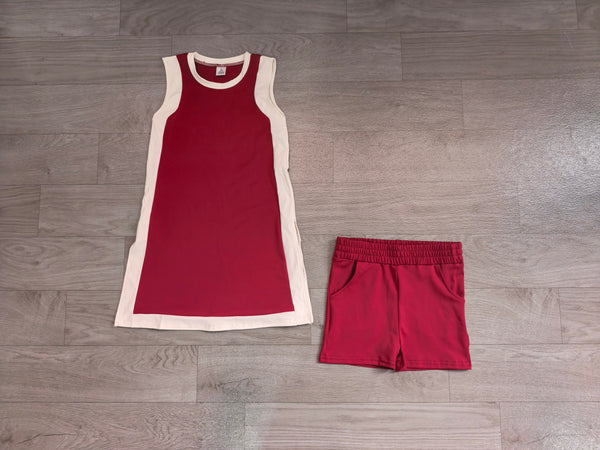 no MOQ GSSO3848 pre-order baby girl clothes red print toddler girl yoga summer outfit-Real pic 2026.8.12