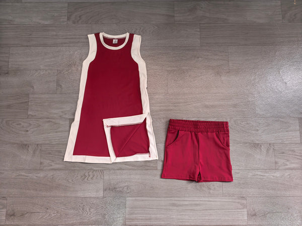 no MOQ GSSO3848 pre-order baby girl clothes red print toddler girl yoga summer outfit-Real pic 2026.8.12