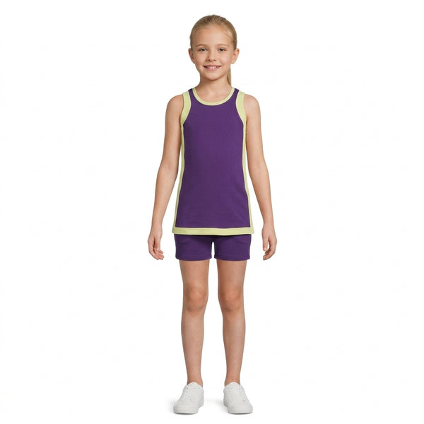 RTS GSSO3849 toddler girl yoga clothes sleeveless shorts outfit sports clothing set