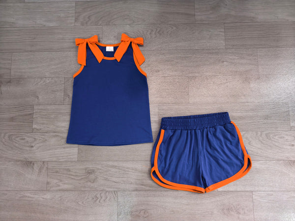 no MOQ GSSO3857 pre-order baby girl clothes blue print toddler girl summer outfit-Real pic 2026.8.12