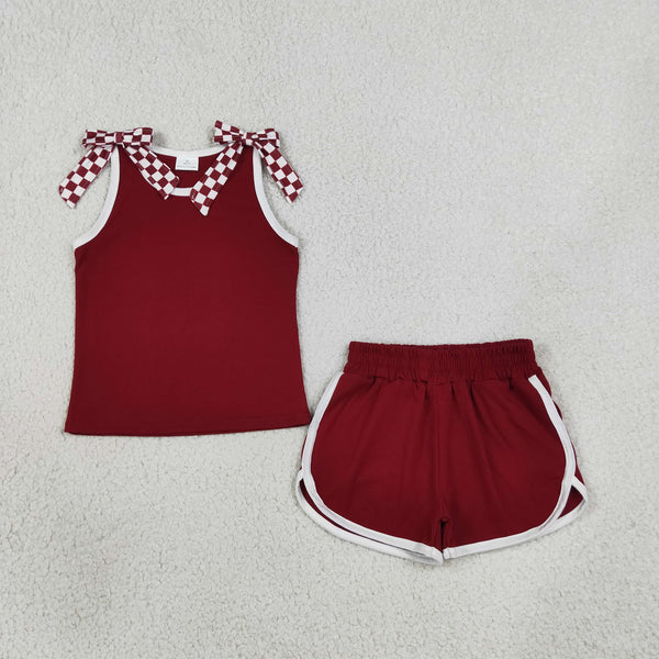 RTS GSSO3859 baby girl clothes solid print sleeveless short pant outfit