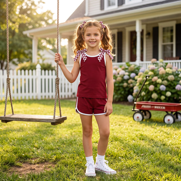 RTS GSSO3859 baby girl clothes solid print sleeveless short pant outfit