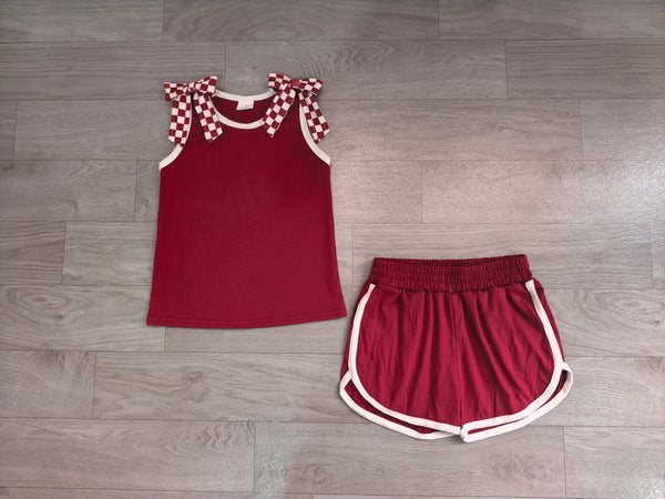 NO MOQ GSSO3859 pre-order baby girl clothes red print toddler girl summer outfit-Real pic 2026.8.12