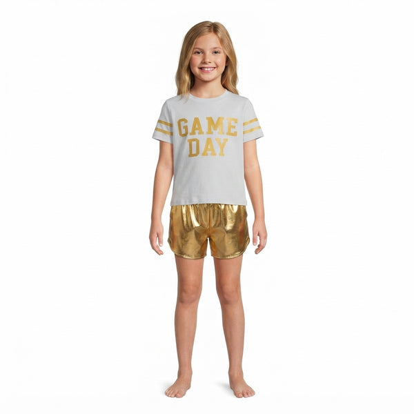 RTS GSSO3869 toddler girl clothes game day vinyl print short sleeve outfit