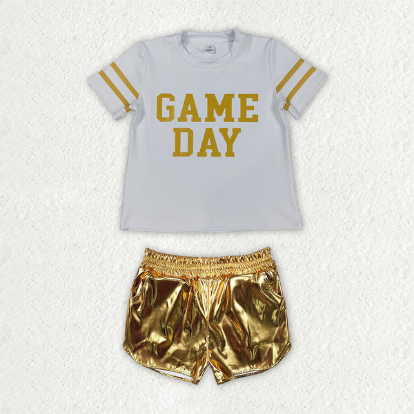 RTS GSSO3869 toddler girl clothes game day vinyl print short sleeve outfit