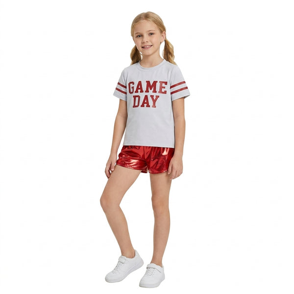 RTS GSSO3870 toddler girl clothes game day vinyl print short sleeve outfit