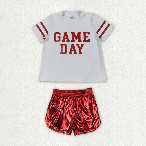 RTS GSSO3870 toddler girl clothes game day vinyl print short sleeve outfit