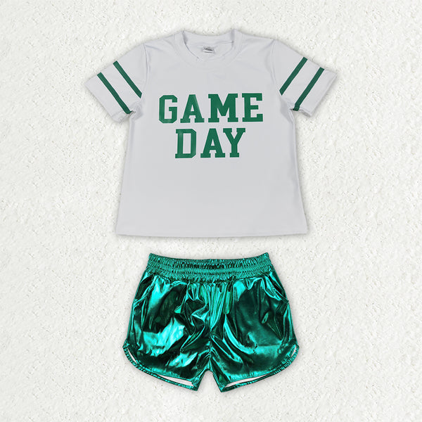 RTS GSSO3871 toddler girl clothes game day vinyl print short sleeve outfit