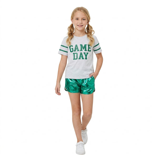 RTS GSSO3871 toddler girl clothes game day vinyl print short sleeve outfit