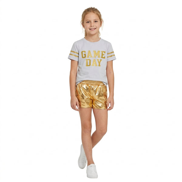 RTS GSSO3872 toddler girl clothes game day vinyl print short sleeve outfit