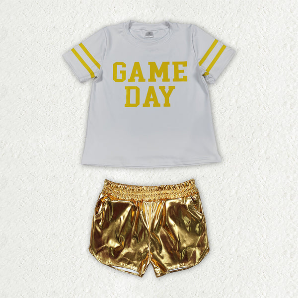 RTS GSSO3872 toddler girl clothes game day vinyl print short sleeve outfit