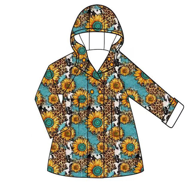 GT0028 baby girl clothes winter jackets girl sunflower coat