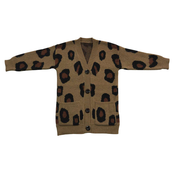 GT0189 kids clothes girls leopard winter sweater coat