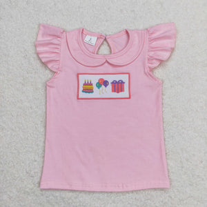 GT0501 RTS baby girl clothes happy birthday girl summer tshirt