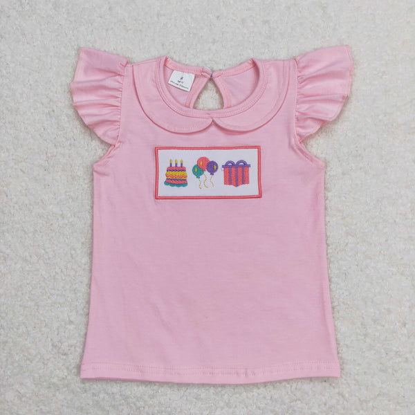 GT0501 RTS baby girl clothes happy birthday girl summer tshirt