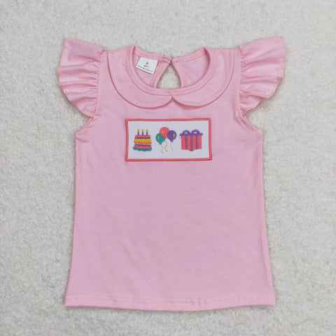 GT0501 RTS baby girl clothes happy birthday girl summer tshirt