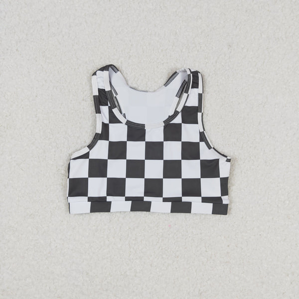 GSSO0906 RTS baby girl clothes white black gingham toddler girl summer outfit swim suit bathing suit beach wear