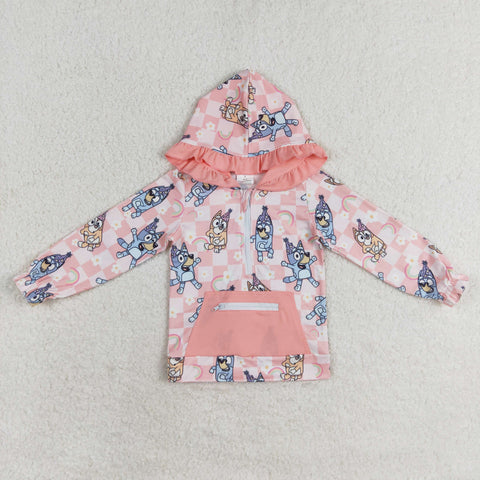 GT0633 RTS  toddler girl clothes cartoon dog girl winter hoodie top