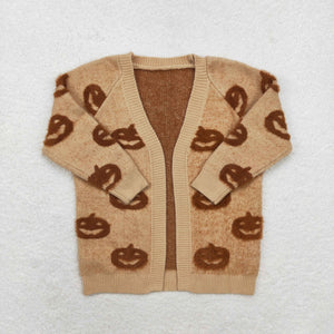 GT0651 RTS  toddler girl clothes pumpkin girl halloween winter top cardigan sweater