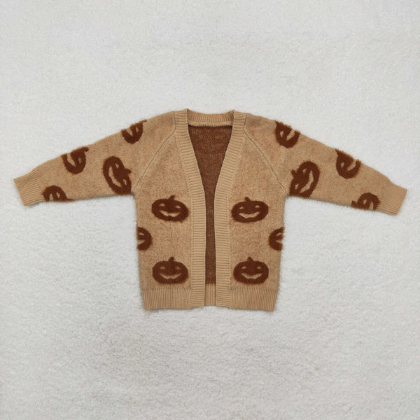 GT0651 RTS  toddler girl clothes pumpkin girl halloween winter top cardigan sweater