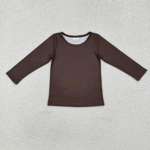 GT0798 RTS toddler girl clothes brown  solid color girl winter top shirt  milk silk