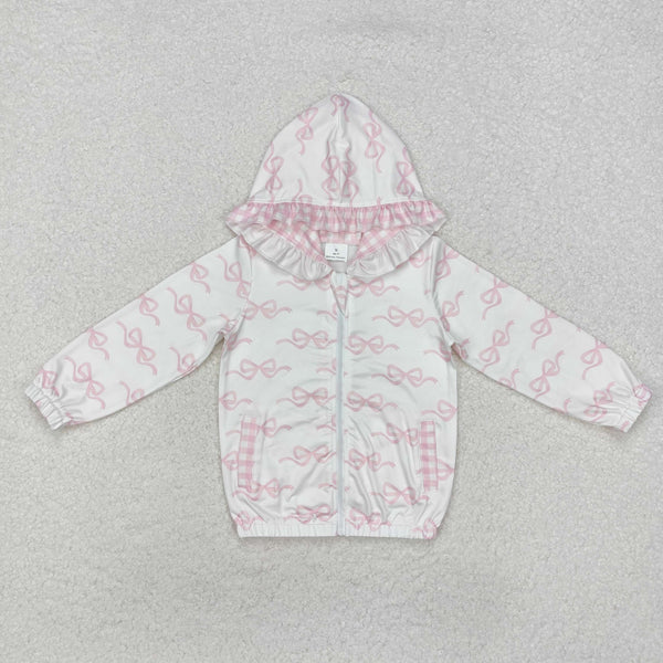 GT0873 RTS  toddler girl clothes pink bows girl winter hoodie top shirt