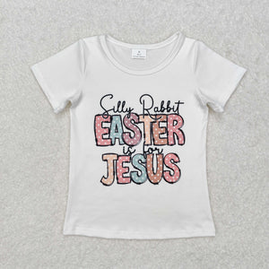 GT0898 RTS kids clothing easter jesus girl easter clothing tshirt top