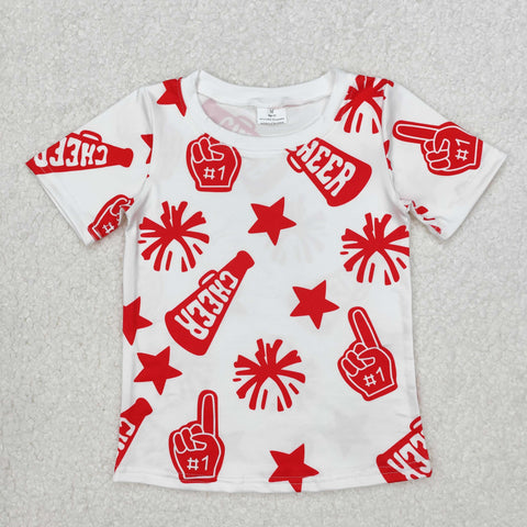 GT0940 RTS girl clothes red cheer girls summer top Tshirt