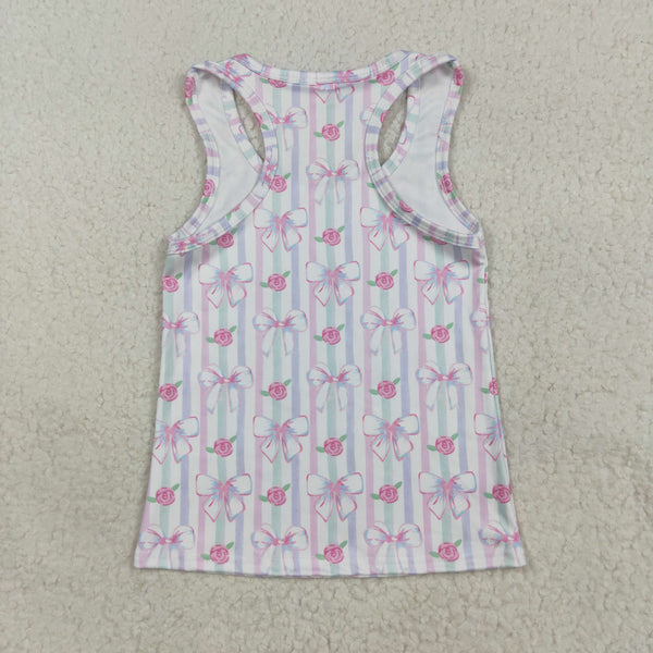 GT1014 RTS girl clothes bows girl summer top shirt yoga clothes