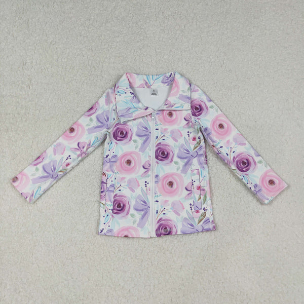 GLP2441 RTS  girl clothes bows floral girl yoga winter set