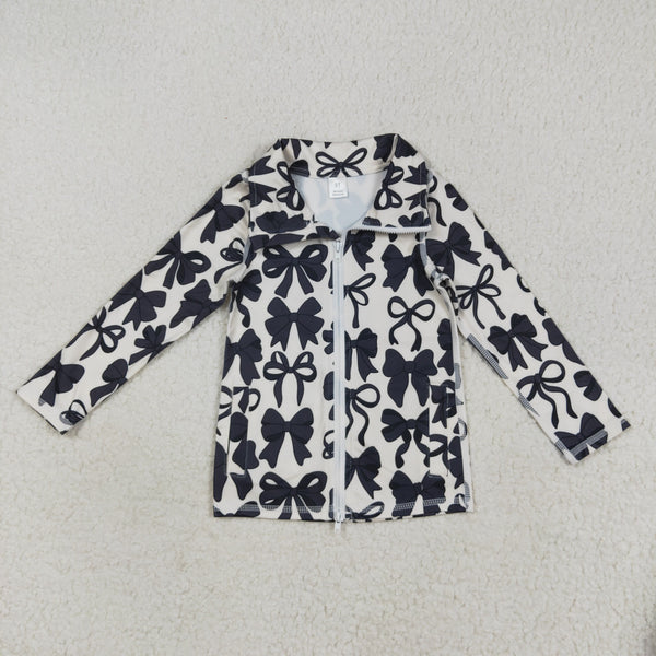 GT1084 RTS girl clothes black bows girl winter top yoga clothes