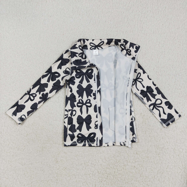 GLP2457 RTS girl clothes black bows floral girl yoga winter set bow atheletic outfit