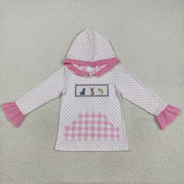 GT1106 RTS toddler girl  clothes hunting girl  winter top embroidery hoodie