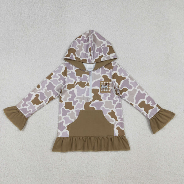 GT1134 RTS toddler girl clothes dog hunting camo clothes girl embroidery top hoodies