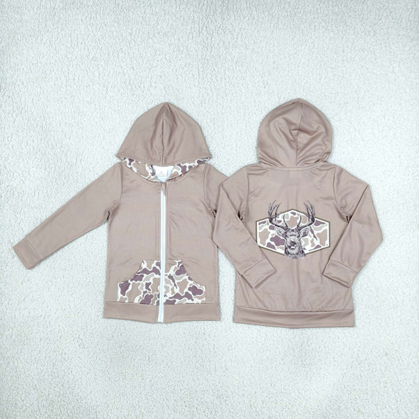 RTS GT1144 toddler boy clothes camo contrast long sleeve hooded zip up top
