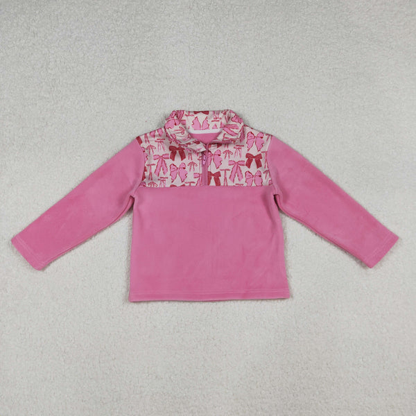 GT1149 RTS toddler girl  clothes velvet bows girl christmas winter top pollover