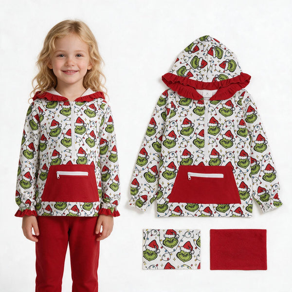 GT1163 RTS toddler girl clothes cartoon girl christmas winter top hoodies jacket