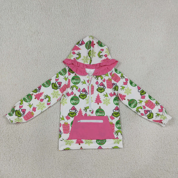 GT1164 RTS toddler girl clothes cartoon girl christmas top hoodies jacket