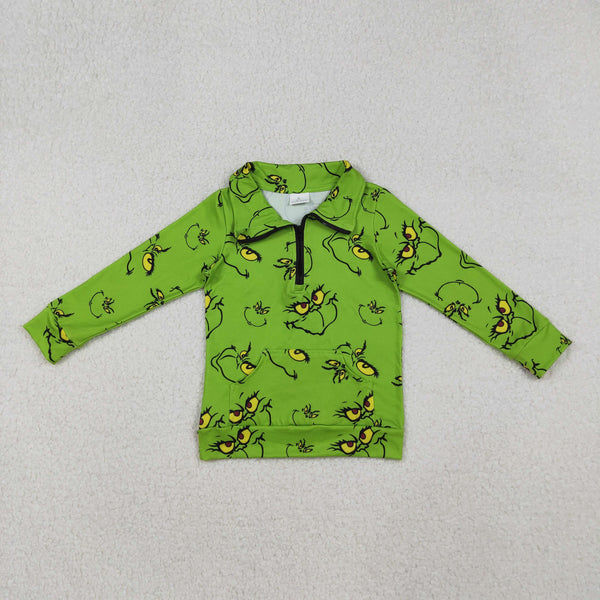GT1170 RTS boy christmas pollover green cartoon boy winter top