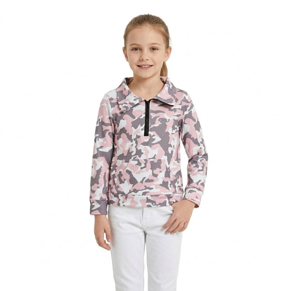 RTS GT1178-yoga toddler girl clothes pink camo yoga long sleeve top winter clothes