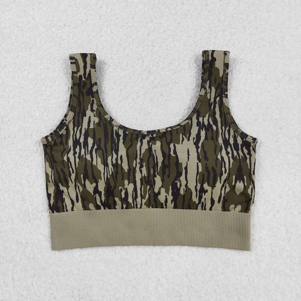 RTS GSSO2702  Adult women atheletic outfit 2pcs sports set grey camo