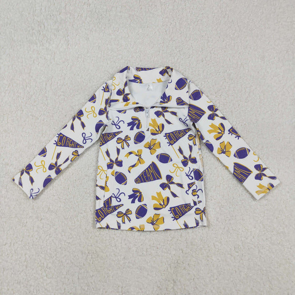 GT1226 RTS girl clothes football purple go team girl yoga winter shirt top