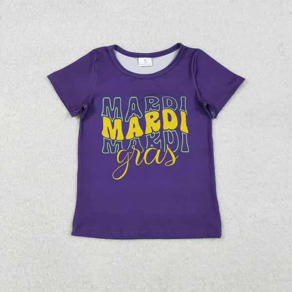 RTS toddler clothes matching clothing baby mardi gras print top girls summer t-shirt-2025.10.29