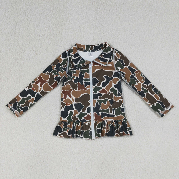 RTS GT1315 baby girl clothes camo girl winter yoga top sports jacket
