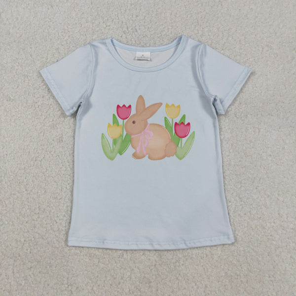 GT1398 RTS  toddler girl clothes floral bunny rabbit girl easter tshirt
