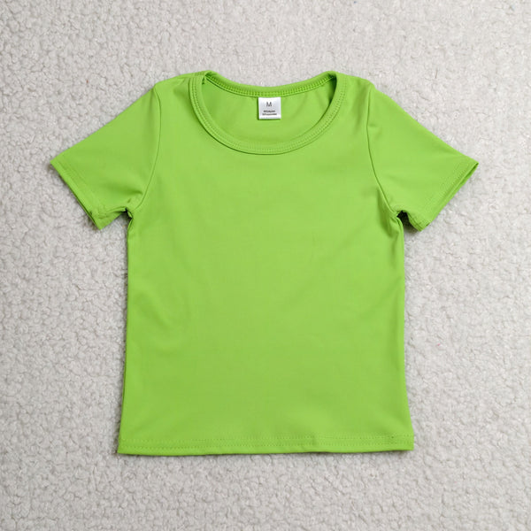 GT1636 kids girl clothes green cotton girl summer tshirt top
