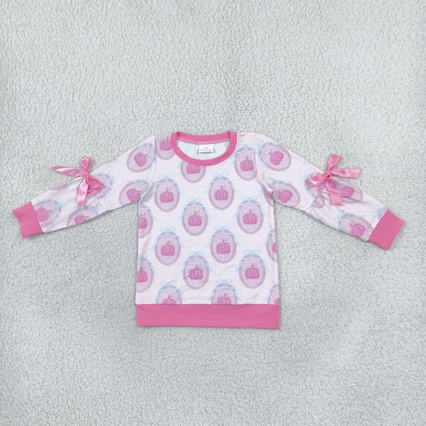 RTS GT1657 toddler girl clothes cute bows pink pumpkin halloween clothes shirt top